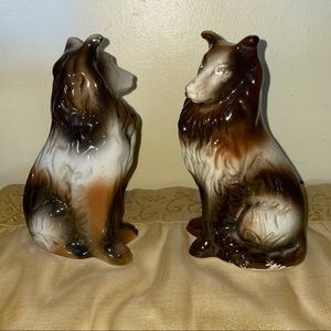 Vintage Sheltie Collie Dogs Handcrafted Collectible Statues Figurines SET 2